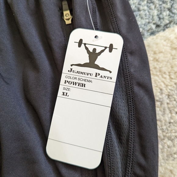 Jujimufu Stretchy Black Sweatpant Jogger XL Workout Strength Training Lifting - Picture 3 of 7